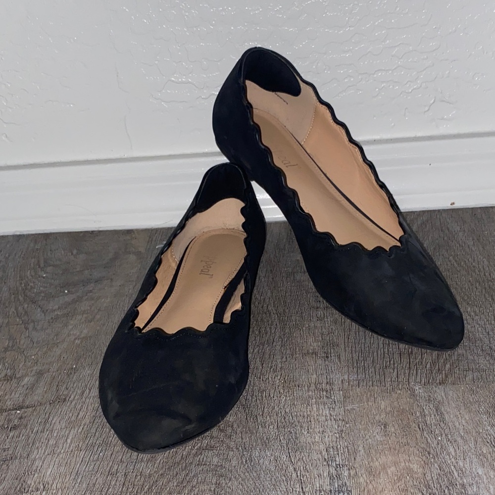 Scalloped Black Flats
